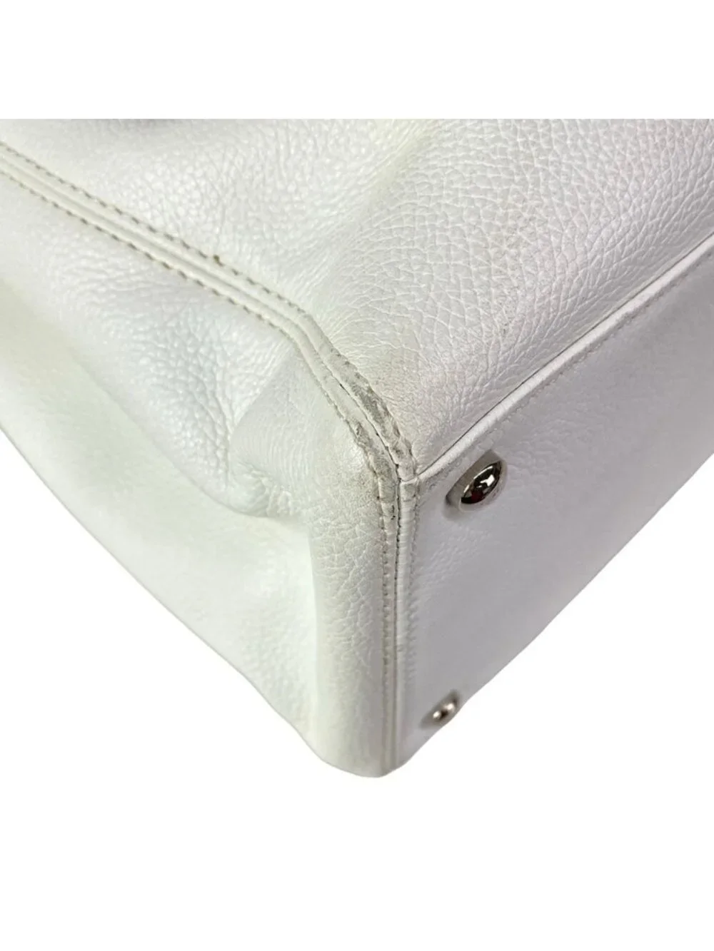 Chanel Tote Executive Line White Silver Leather